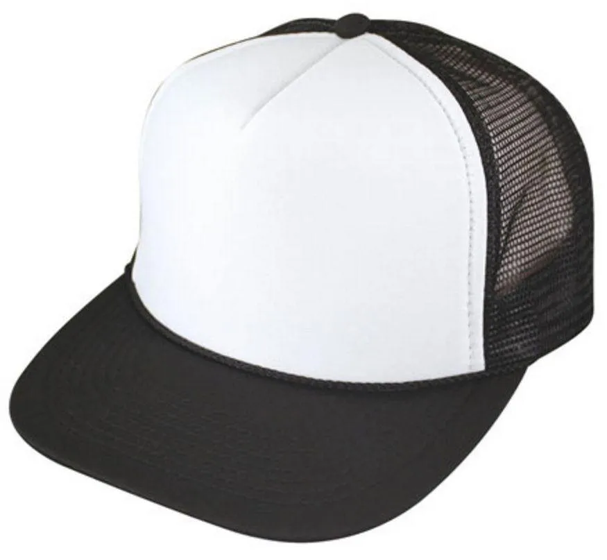 2 Dozen Flat Bill Blank 5 Panel Mesh Foam Trucker Baseball Hats Caps Wholesale Bulk