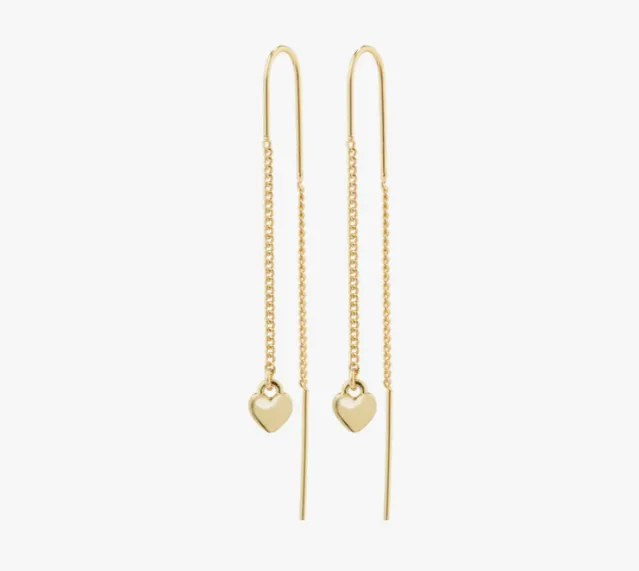 Afroditte Recycled Heart Chain Earrings - Gold Plated