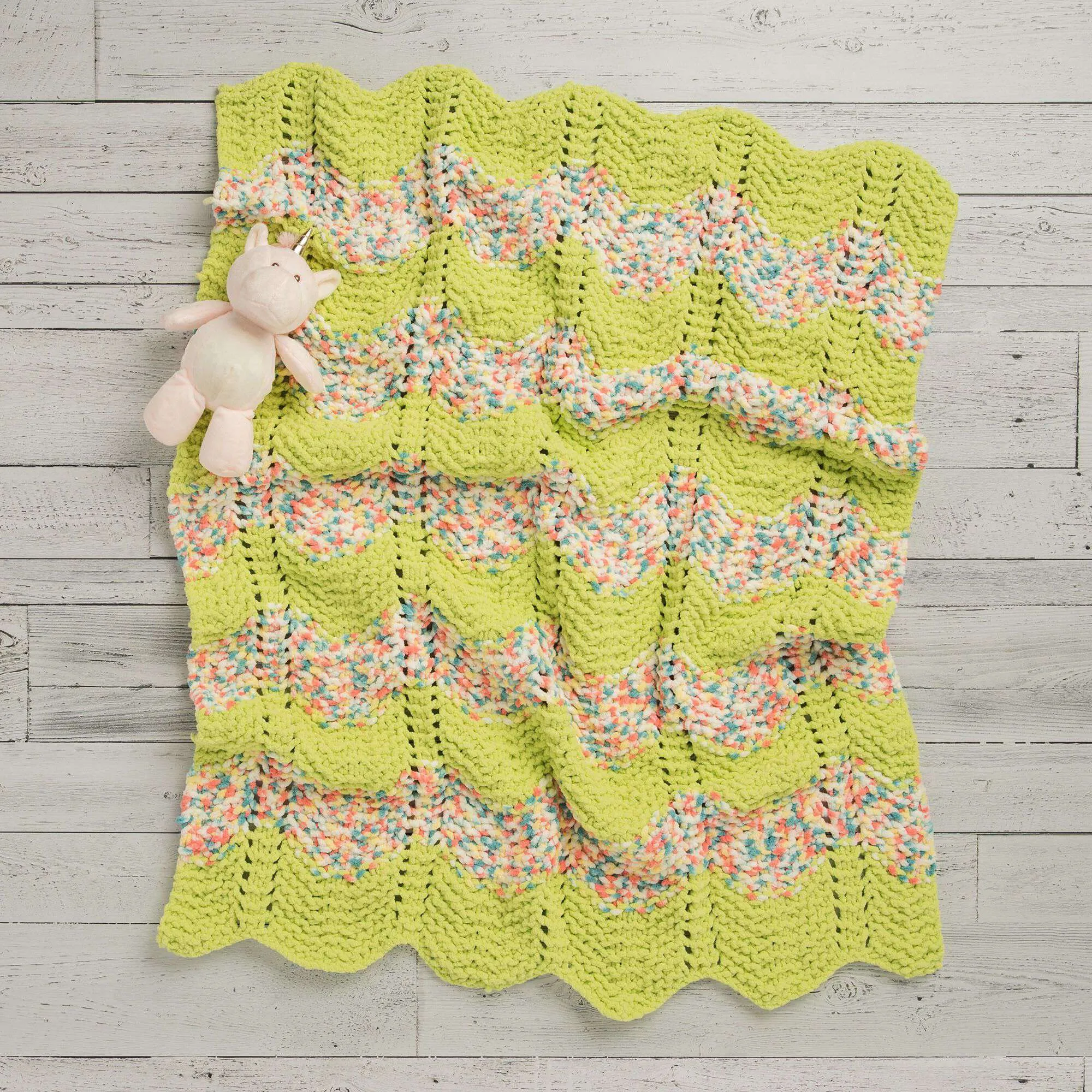 Bernat Simple Chevron Knit Baby Blanket