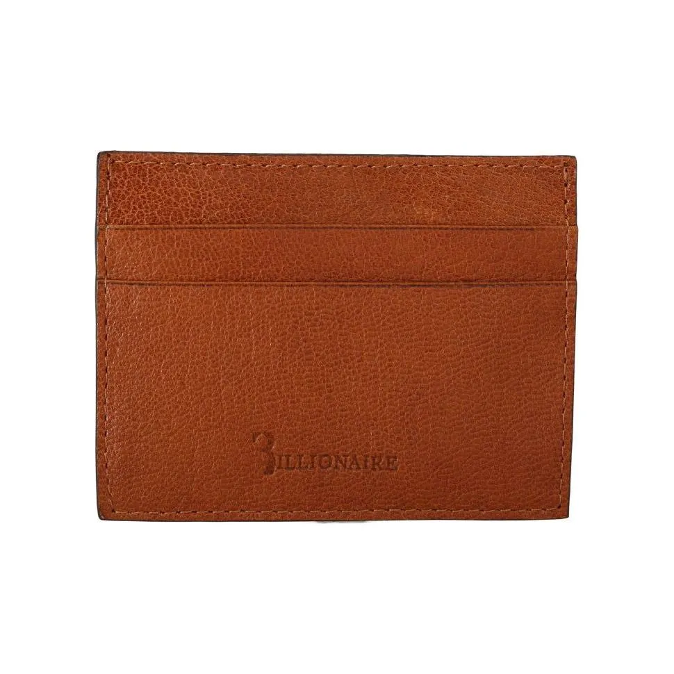 Billionaire Italian Couture Elegant Men's Leather Wallet in Brown