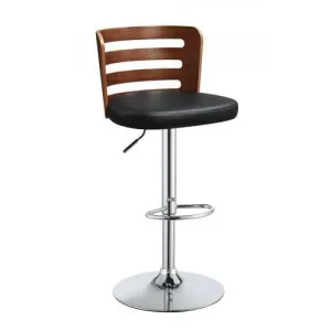 Black Faux Leather Stool Adjustable Height and Swivel Stool