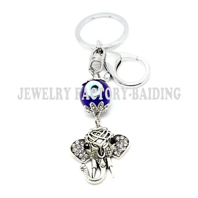 Blue Evil Eye Owl Lucky Charm Protection Tassel Hanger Crystals Car Feng Shui Keychain