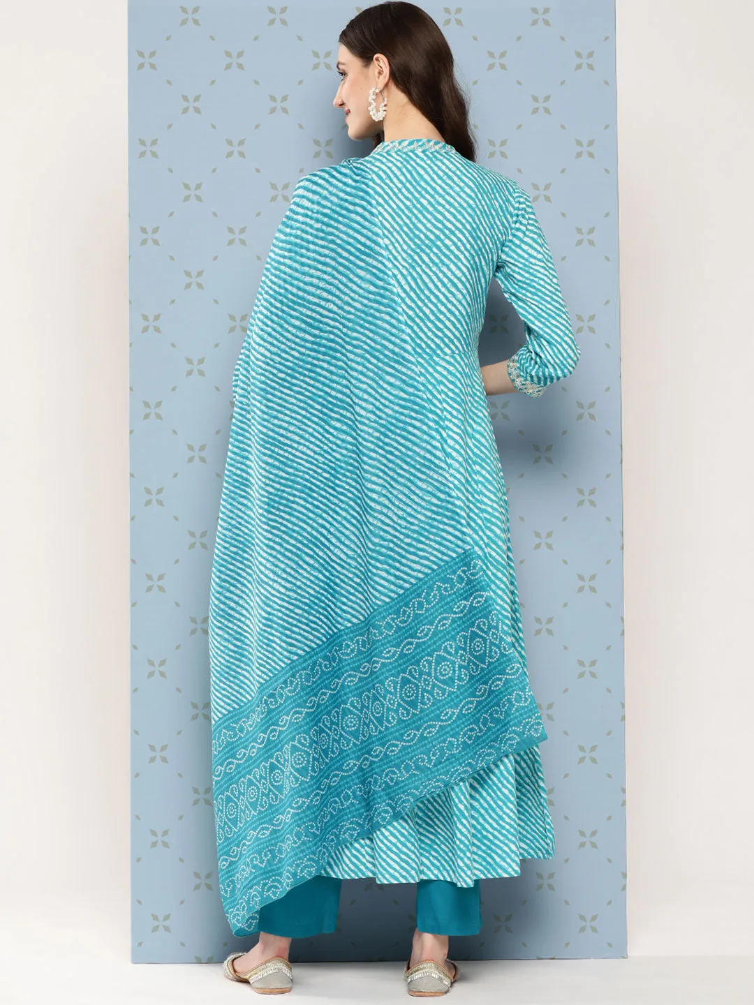 Blue Leheriya Dupatta Set