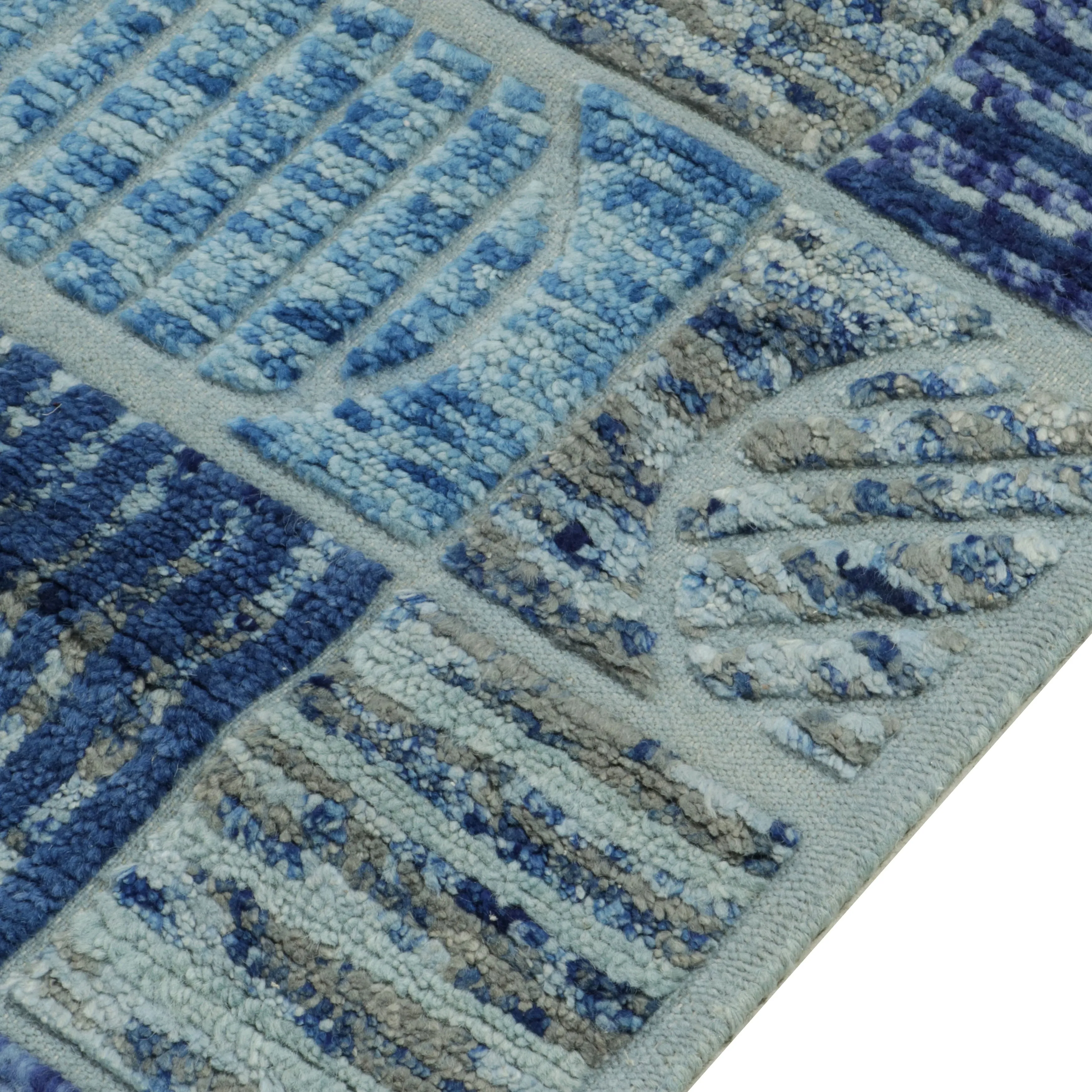 Blue Modern Wool Rug - 9'10" x 12'4"