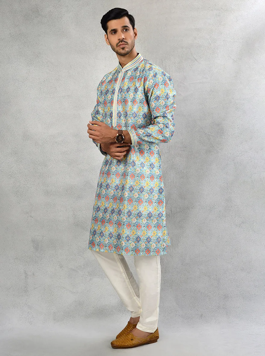 Blue Multi Kurta Pajama | Azania