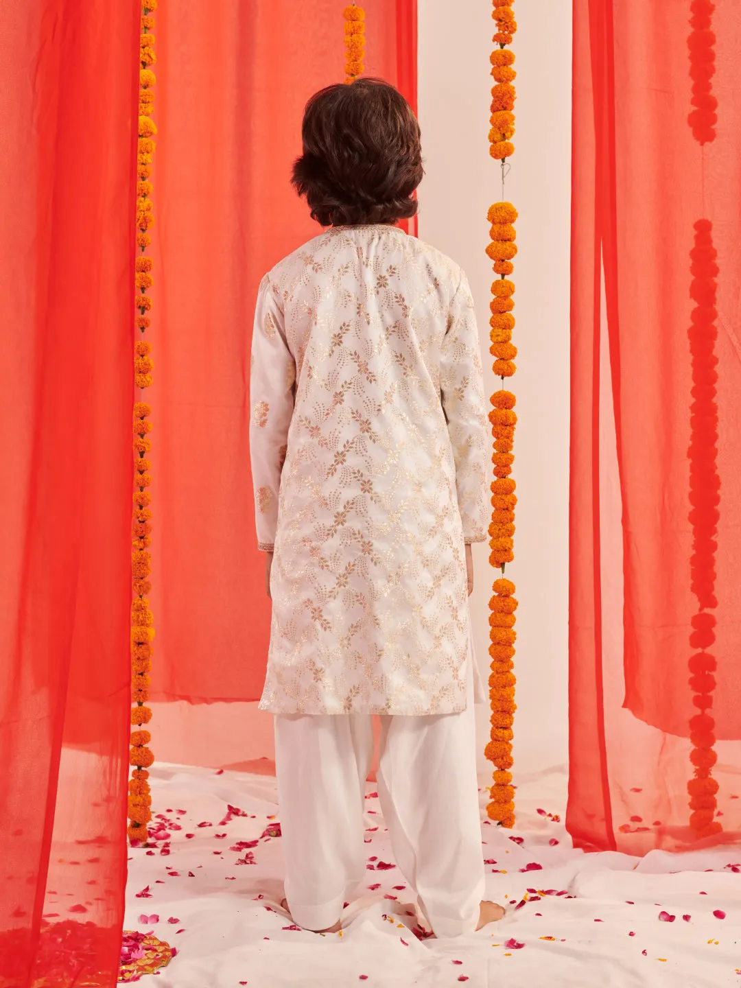 Boys Floral Regular Kurta With Trousers