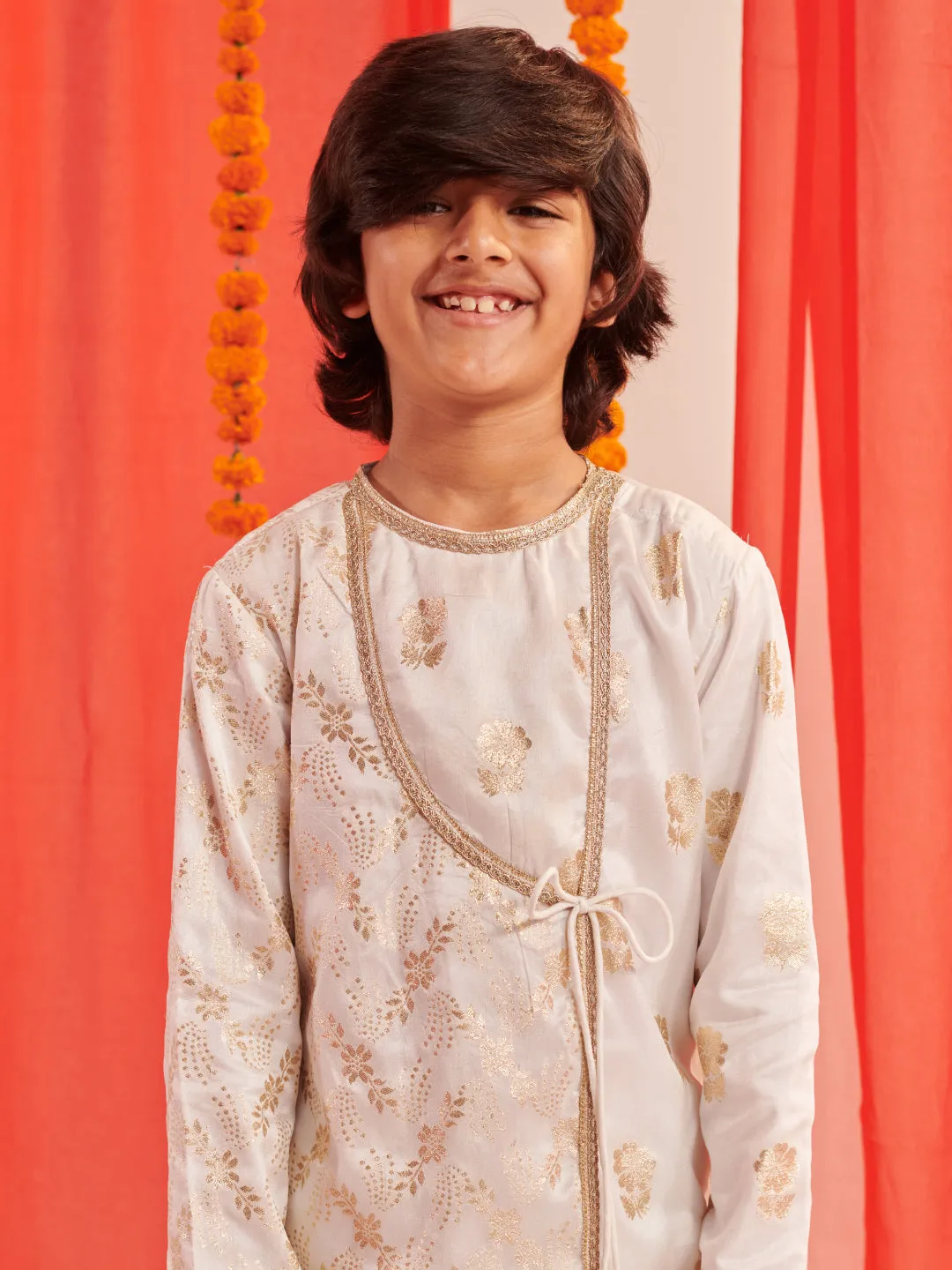 Boys Floral Regular Kurta With Trousers