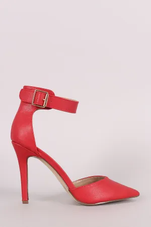 Breckelle Pointy Toe Ankle Strap Stiletto Pump