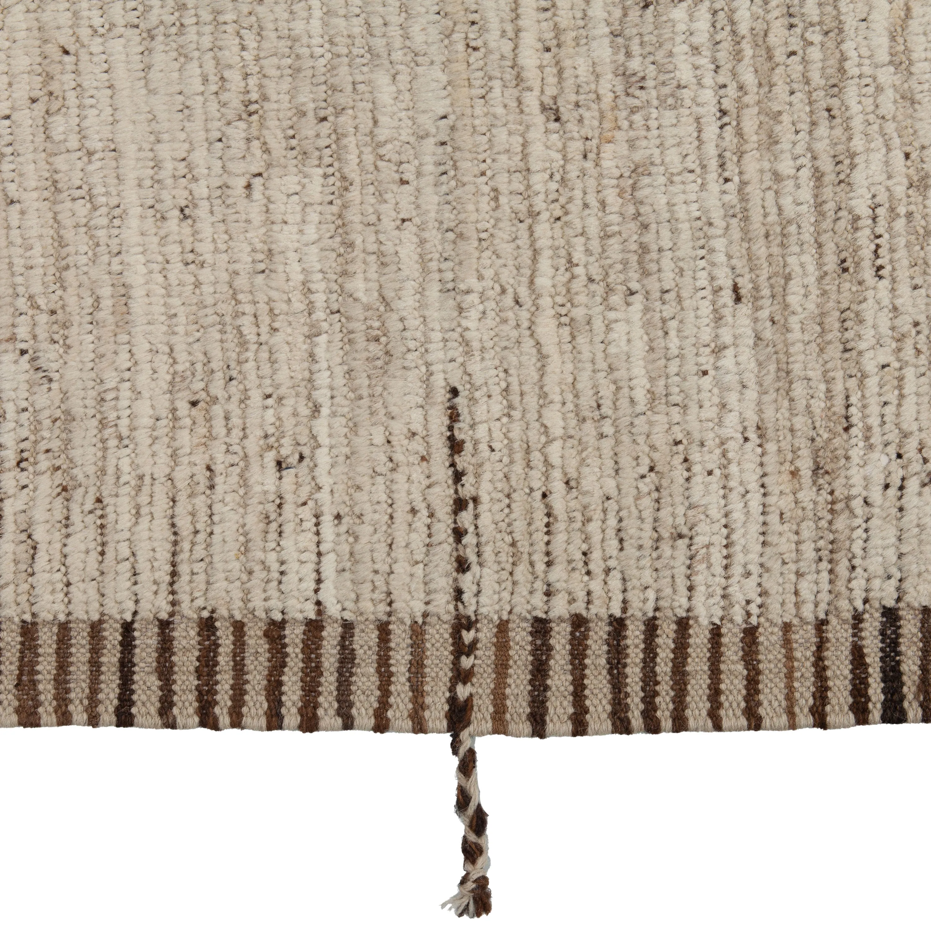 Brown & Cream Zameen Transitional Wool Rug - 13'10 x 15'10"