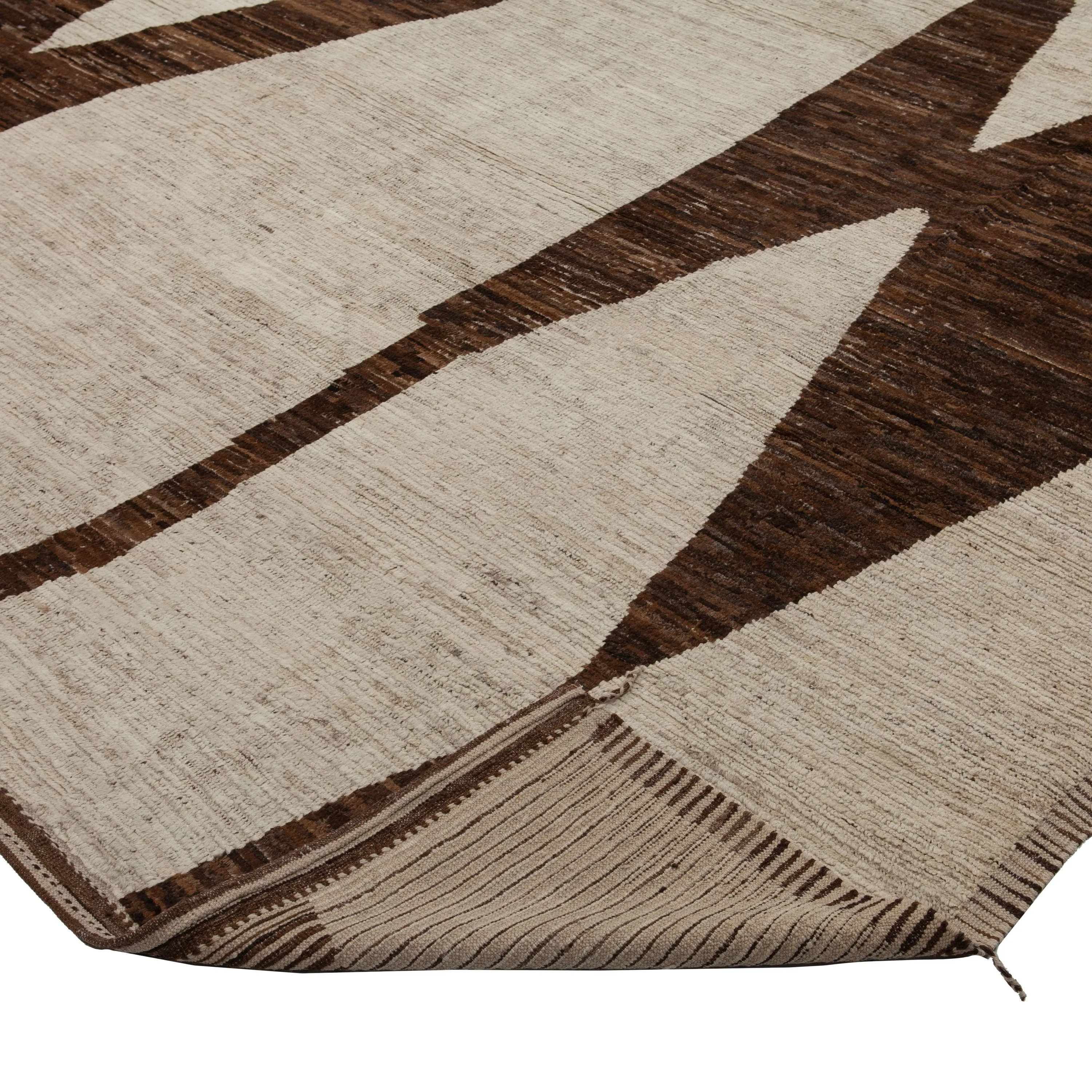 Brown & Cream Zameen Transitional Wool Rug - 13'10 x 15'10"