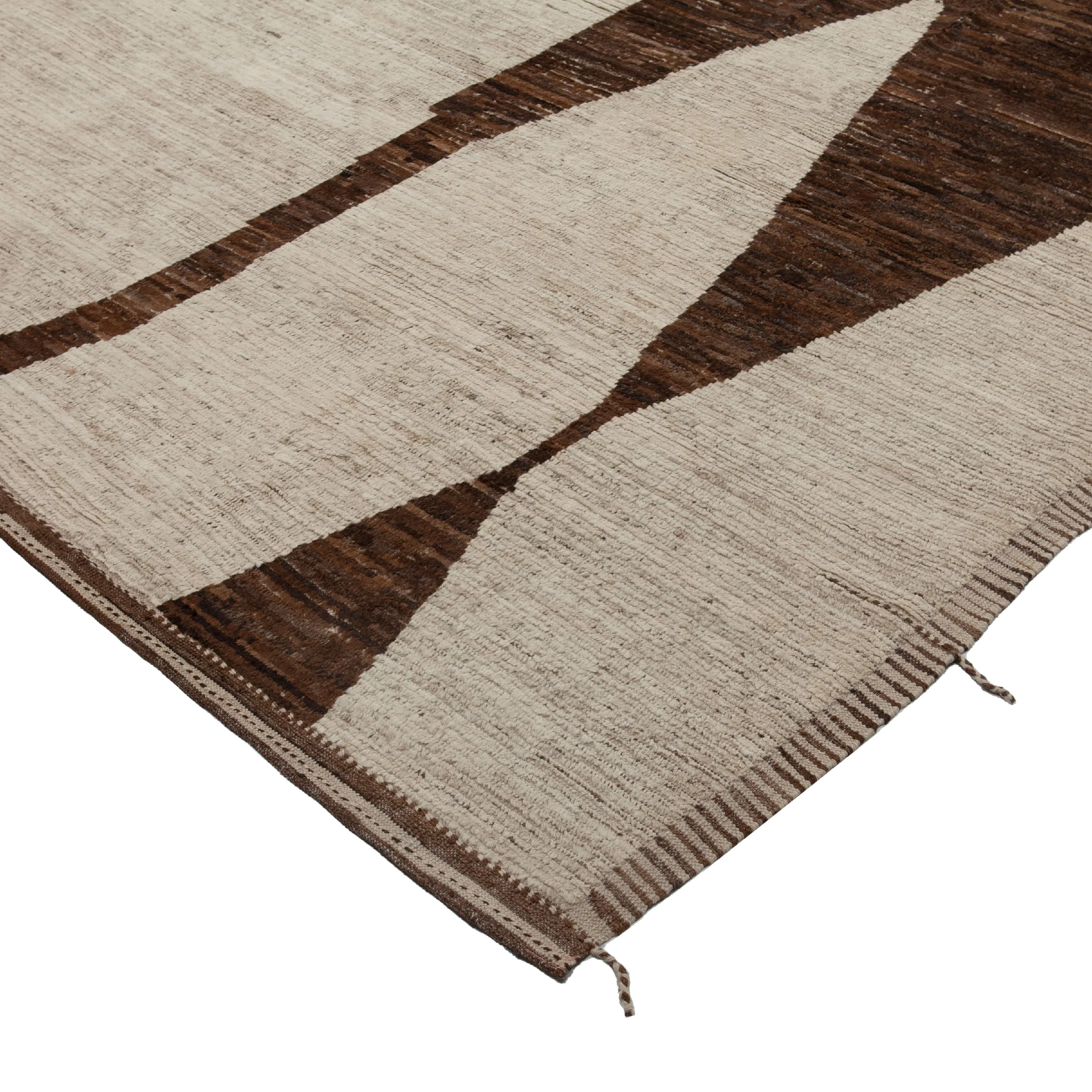 Brown & Cream Zameen Transitional Wool Rug - 13'10 x 15'10"