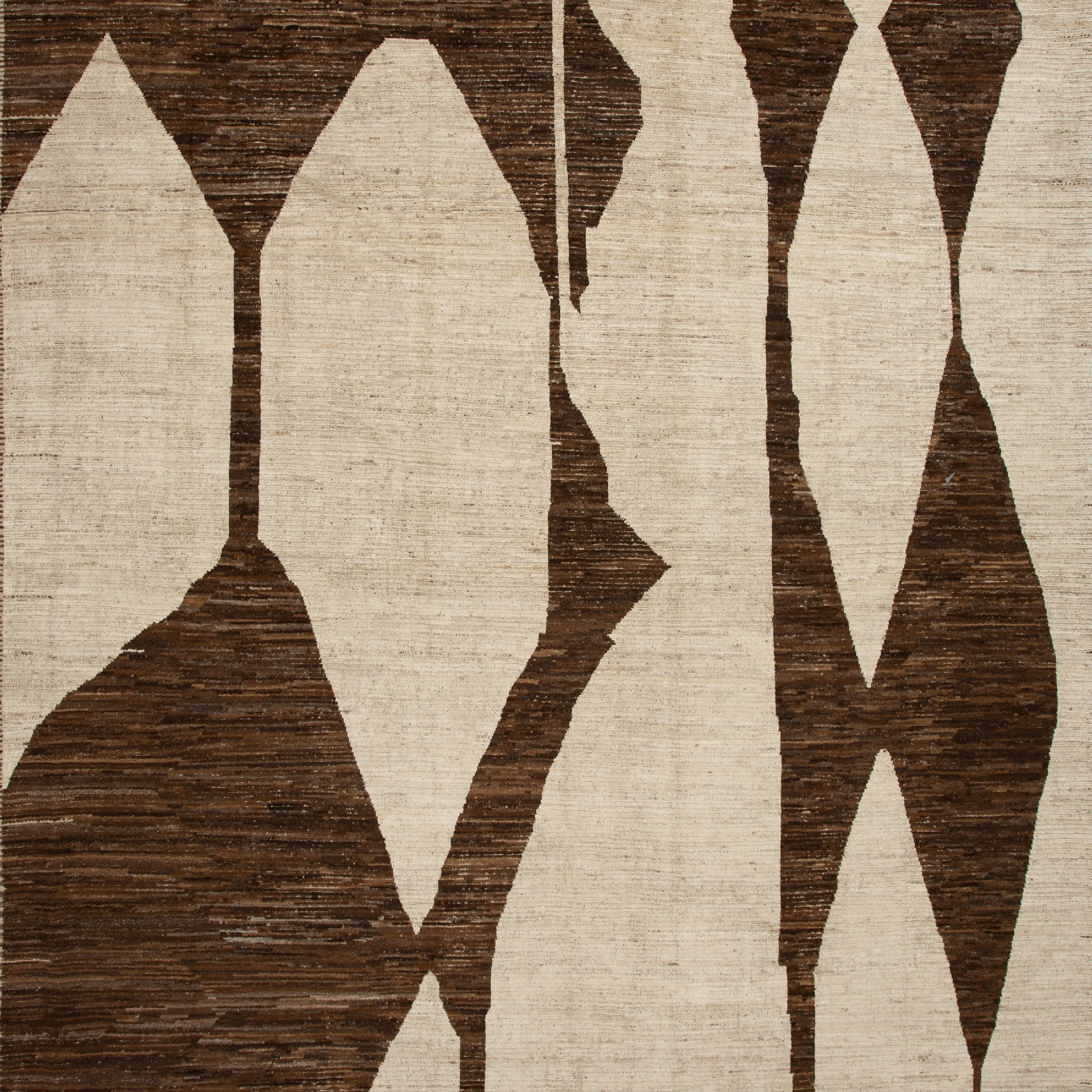 Brown & Cream Zameen Transitional Wool Rug - 13'10 x 15'10"