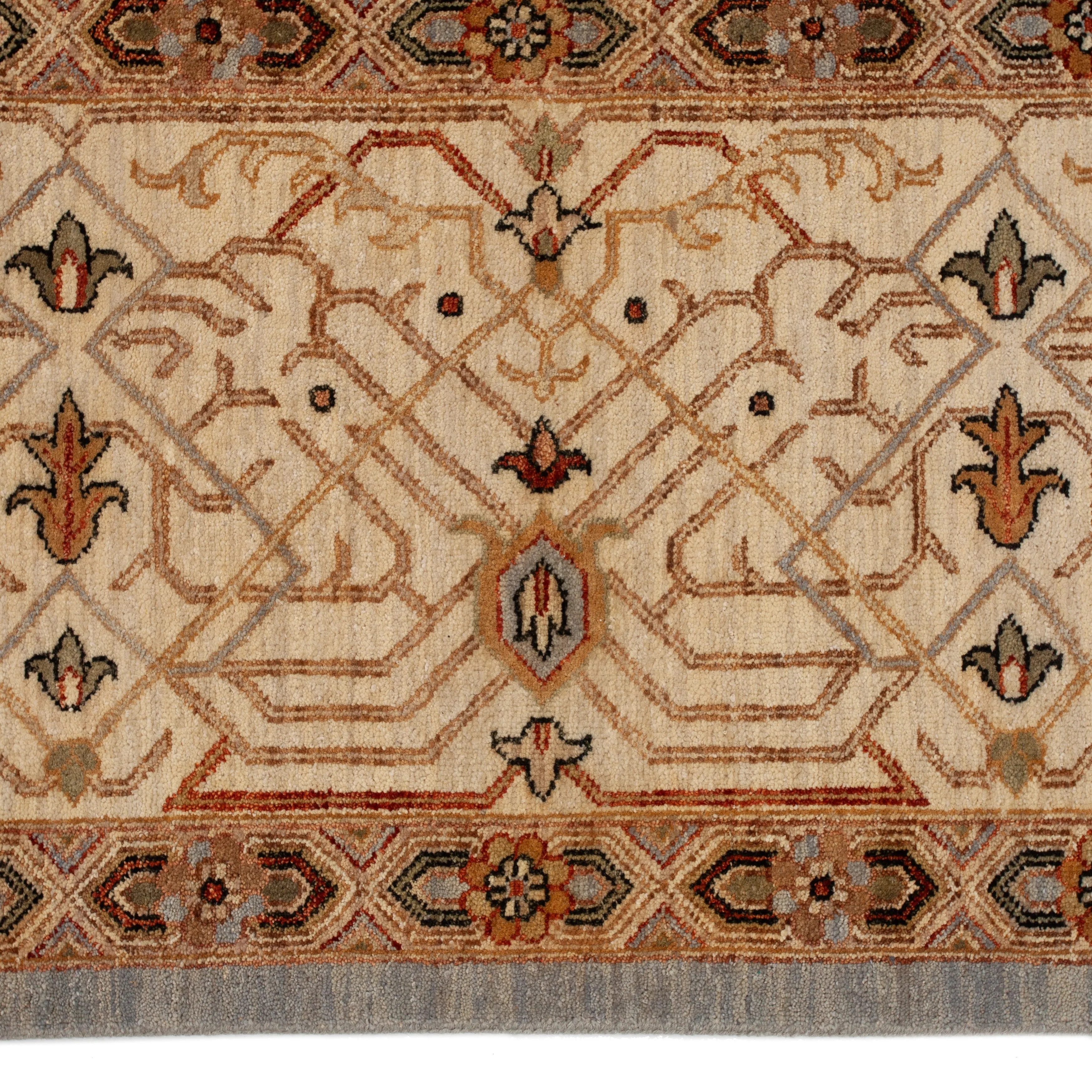 Brown Modern Wool Rug - 12'2" x 15'3"