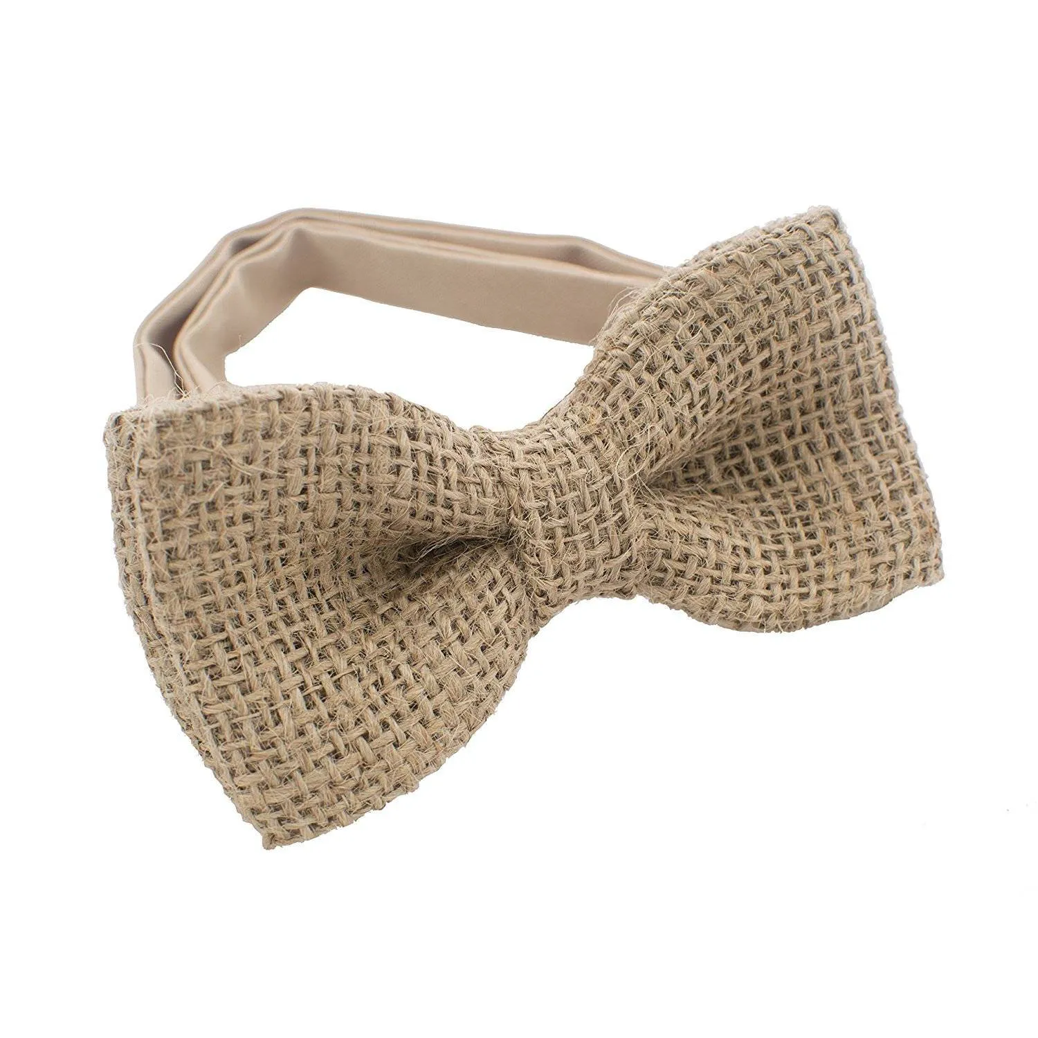 Burlap Hessian Rustic Beige Bow Tie