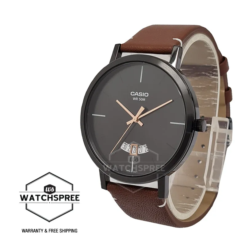 Casio Men's Analog Brown Leather Strap Watch MTPB100BL-1E MTP-B100BL-1E