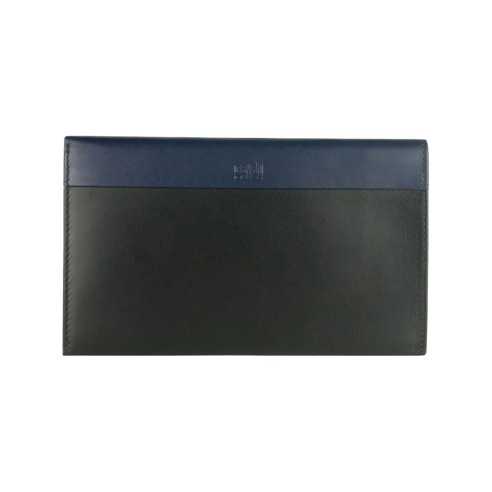 Cavalli Class Blue Calfskin Men Wallet