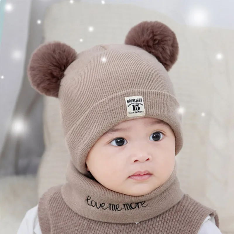 Children's wool hat in autumn and winter