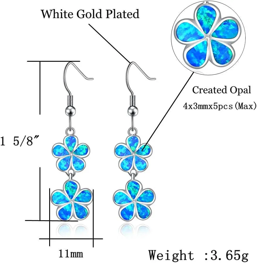 Cinily Gold-Plated Flower-Shaped Opal Hypoallergenic Stud and Dangle Drop Earrings – Elegant Jewelry Gift for Women and Girls