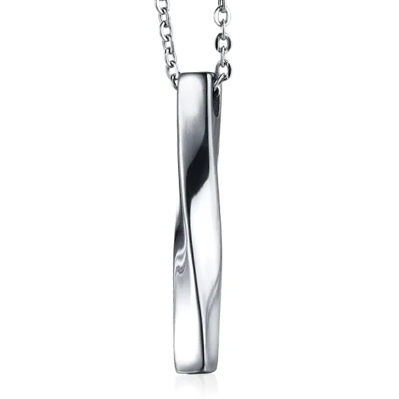 Classy Men Twisted Bar Pendant Necklace