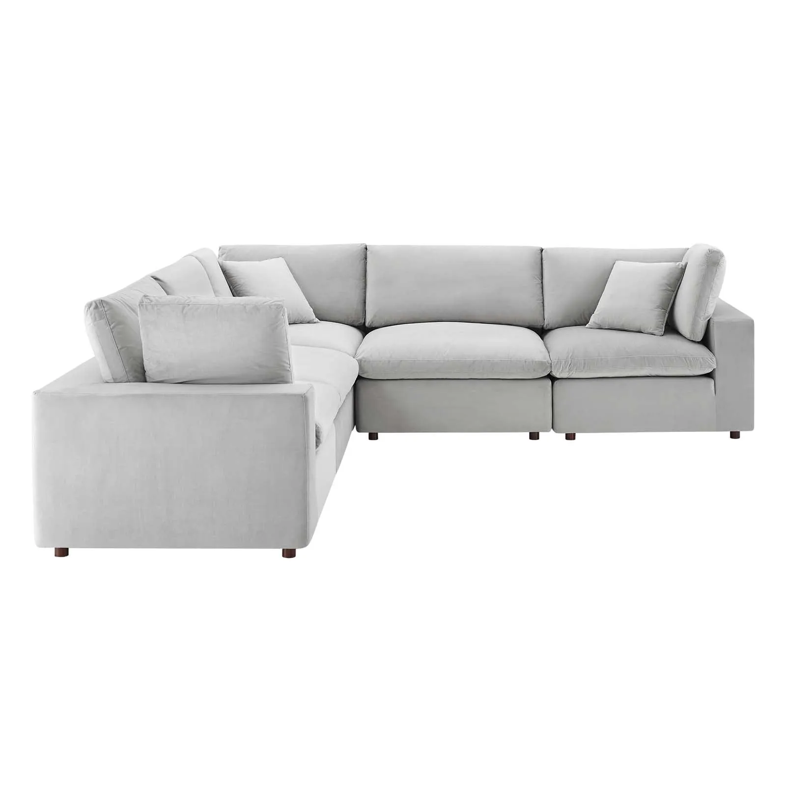 Commix Down  Filled Overstuffed Performance Velvet 5-Piece Sectional Sofa