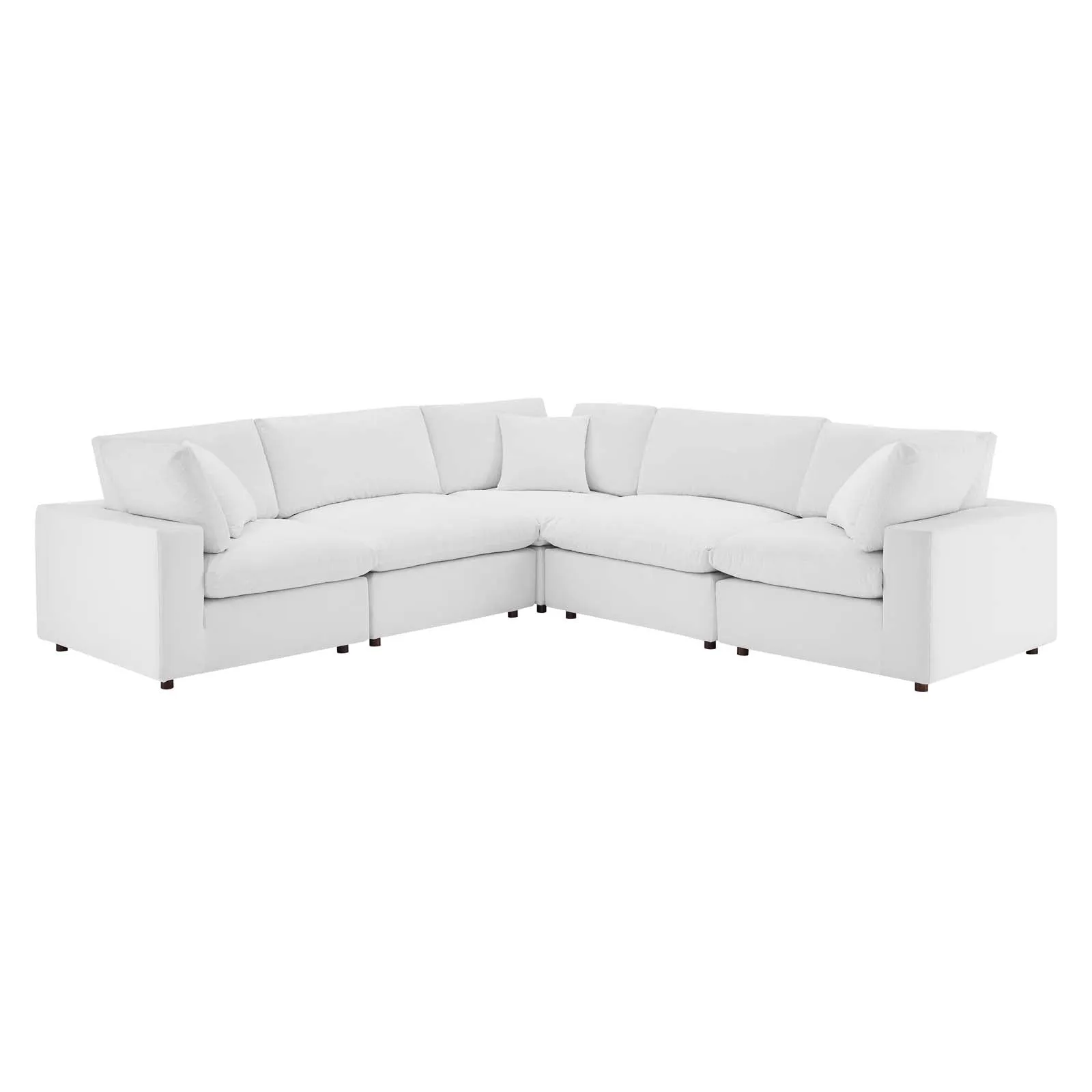 Commix Down  Filled Overstuffed Performance Velvet 5-Piece Sectional Sofa