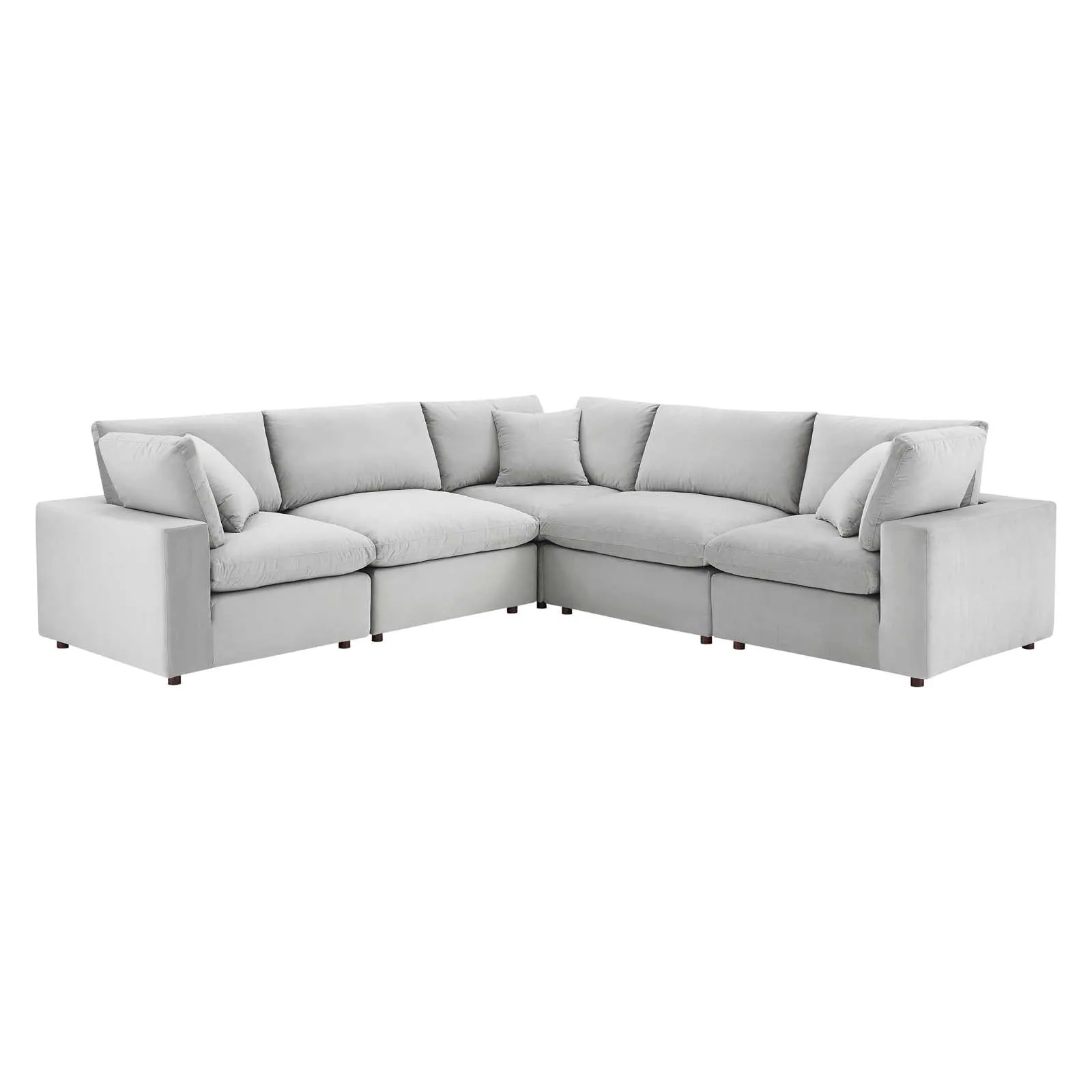 Commix Down  Filled Overstuffed Performance Velvet 5-Piece Sectional Sofa