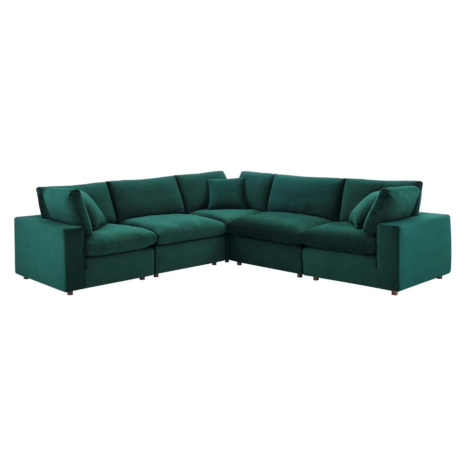 Commix Down  Filled Overstuffed Performance Velvet 5-Piece Sectional Sofa