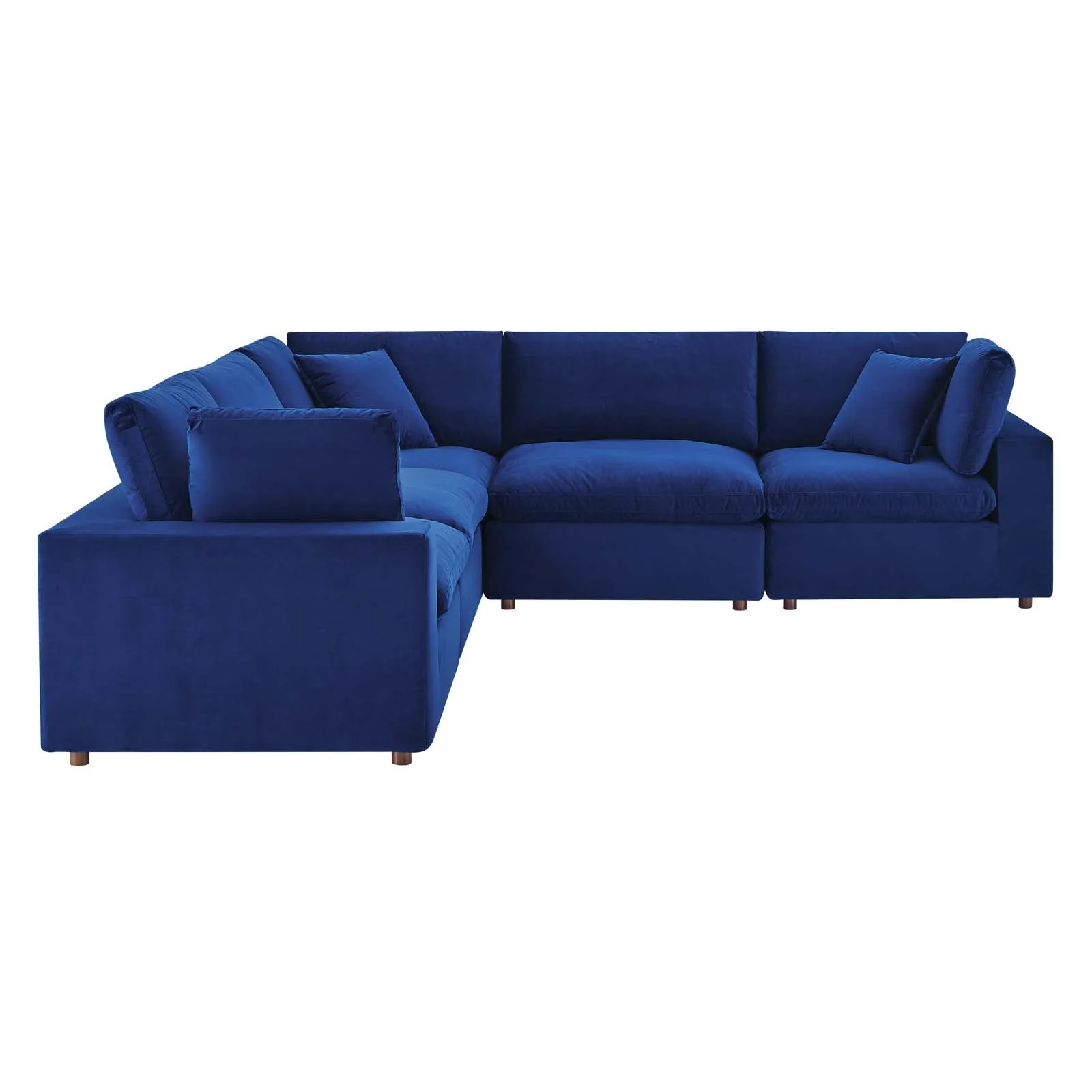 Commix Down  Filled Overstuffed Performance Velvet 5-Piece Sectional Sofa