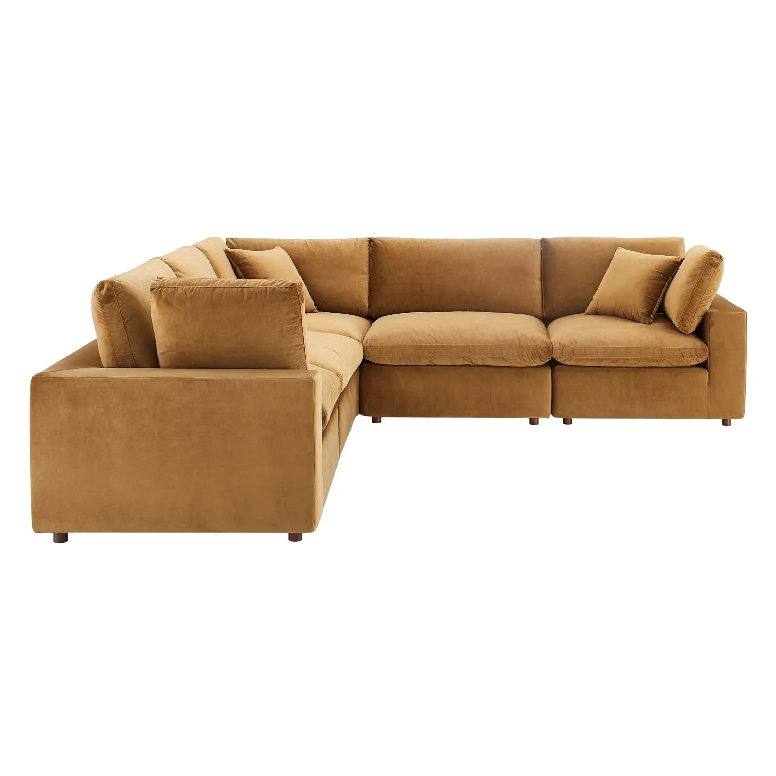 Commix Down  Filled Overstuffed Performance Velvet 5-Piece Sectional Sofa