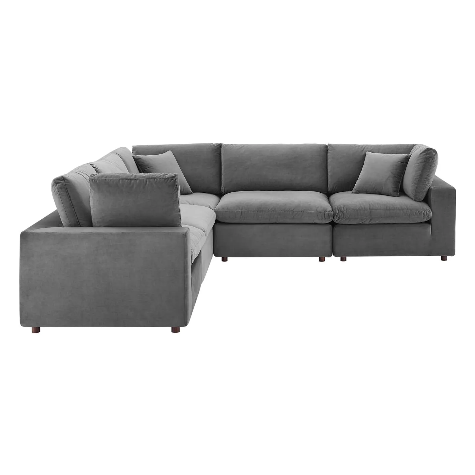 Commix Down  Filled Overstuffed Performance Velvet 5-Piece Sectional Sofa