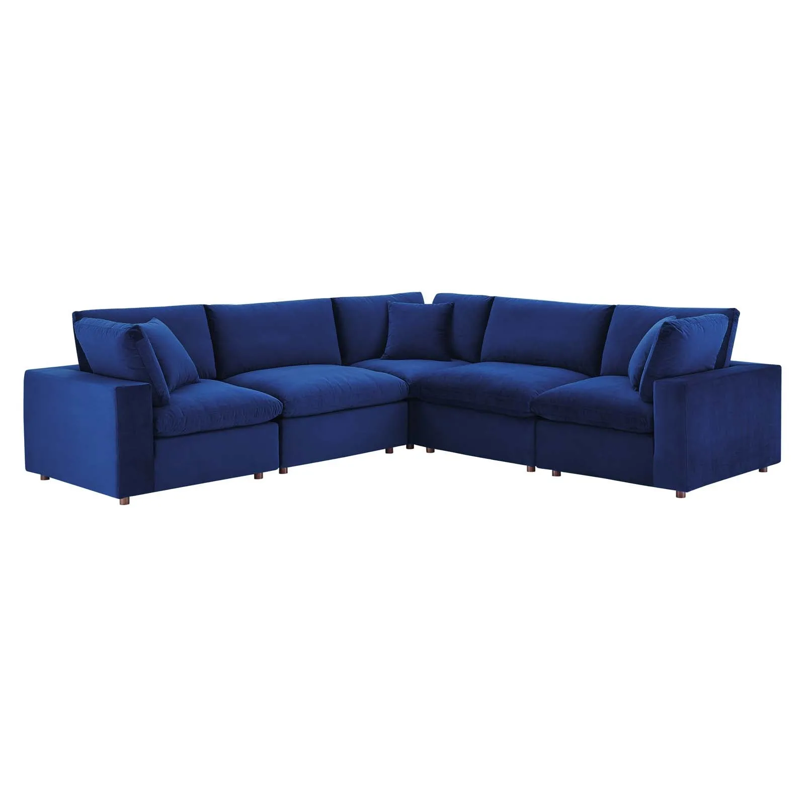 Commix Down  Filled Overstuffed Performance Velvet 5-Piece Sectional Sofa