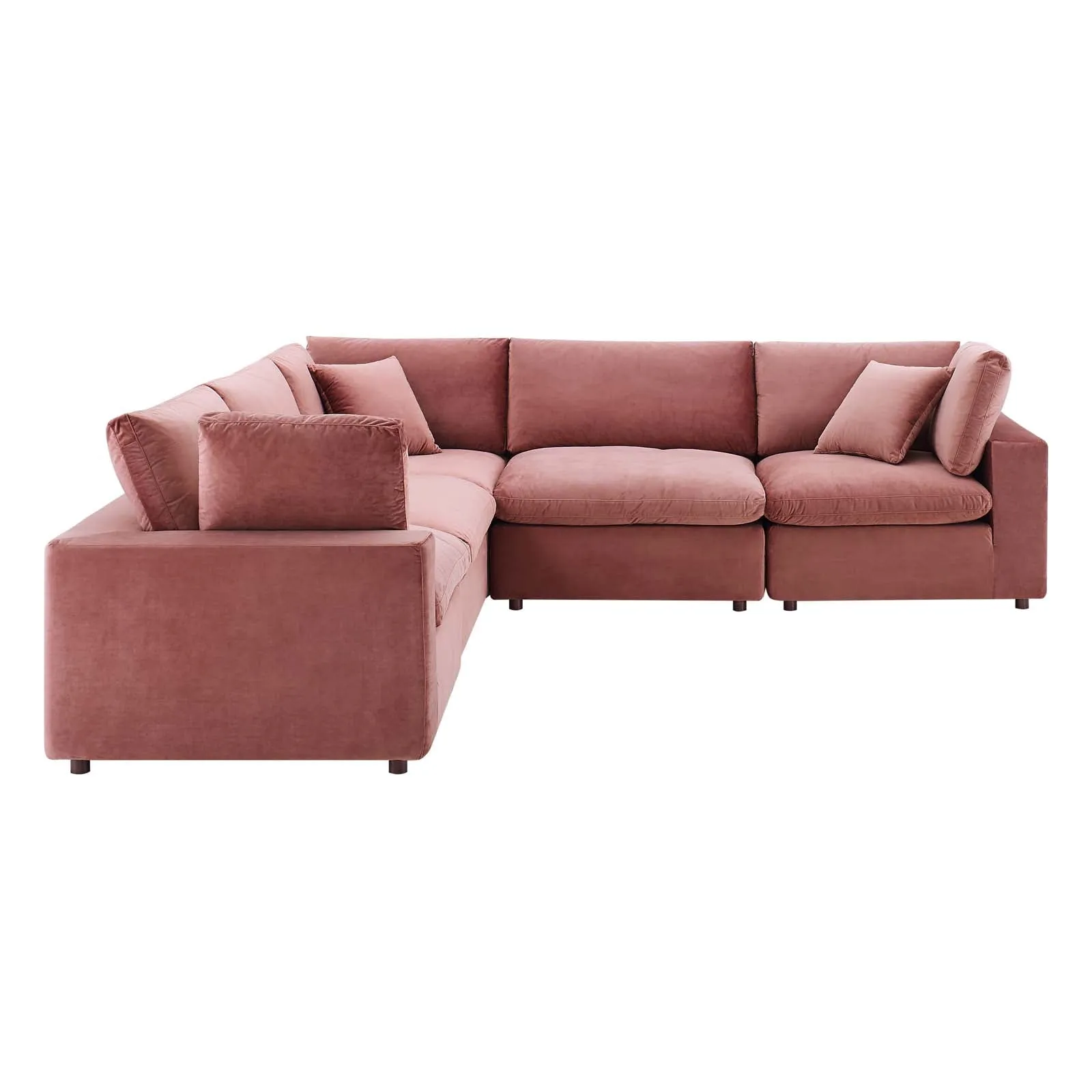 Commix Down  Filled Overstuffed Performance Velvet 5-Piece Sectional Sofa