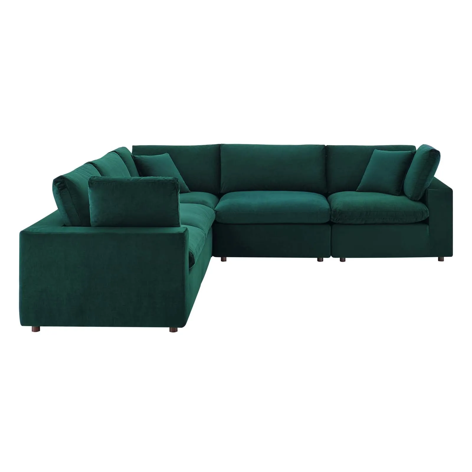 Commix Down  Filled Overstuffed Performance Velvet 5-Piece Sectional Sofa