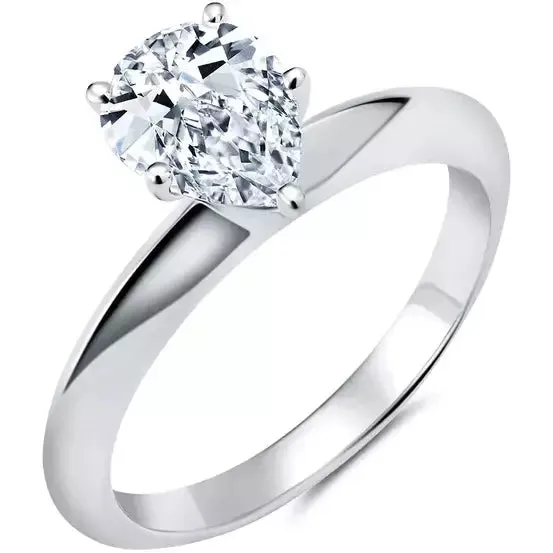 CRISLU TIFFANY PEAR CUT SIMPLE ENGAGEMENT RING