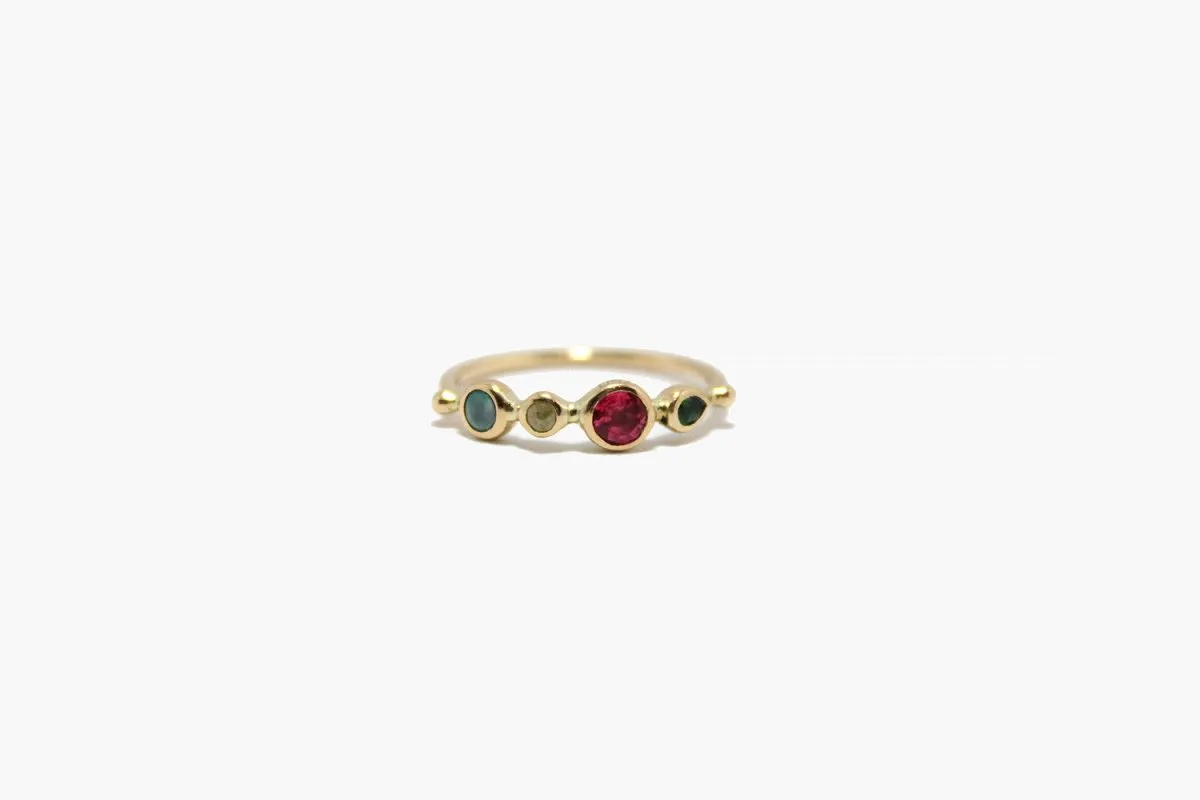 Dorette 18k Gold Simple Mixed Gemstone Ring