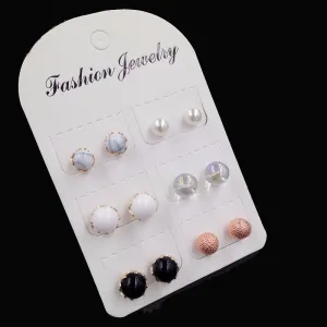 Earrings Brand New 6 Pairs Ball Alloy Crystal Stud Earrings For Women Earring Set Vintage boho earing C417 free shipping