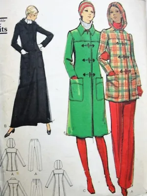 FAB 70s Coat and Pants Pattern VOGUE 8384 Casual or Evening Maxi 3 Lengths Slim Plants Bust 34 Vintage Sewing Pattern UNCUT