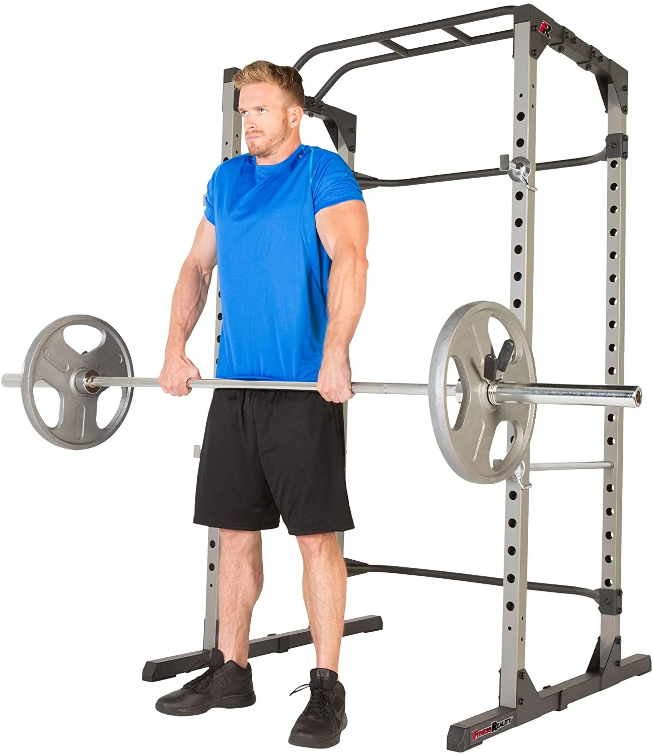 Fitness Reality 810XLT Super Max Power Cage with Optional Lat Pull-down Attachment and Adjustable Leg Hold-down