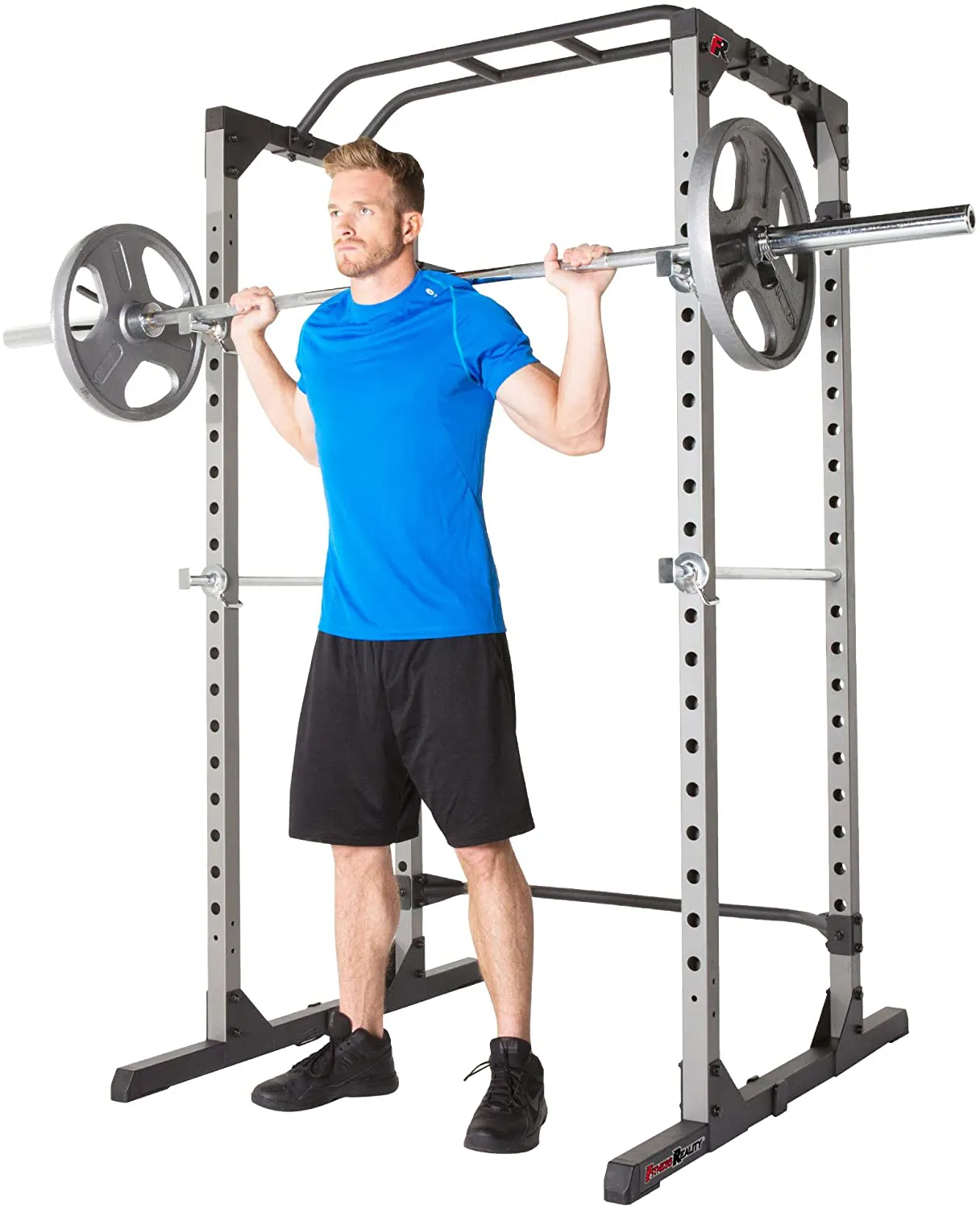 Fitness Reality 810XLT Super Max Power Cage with Optional Lat Pull-down Attachment and Adjustable Leg Hold-down