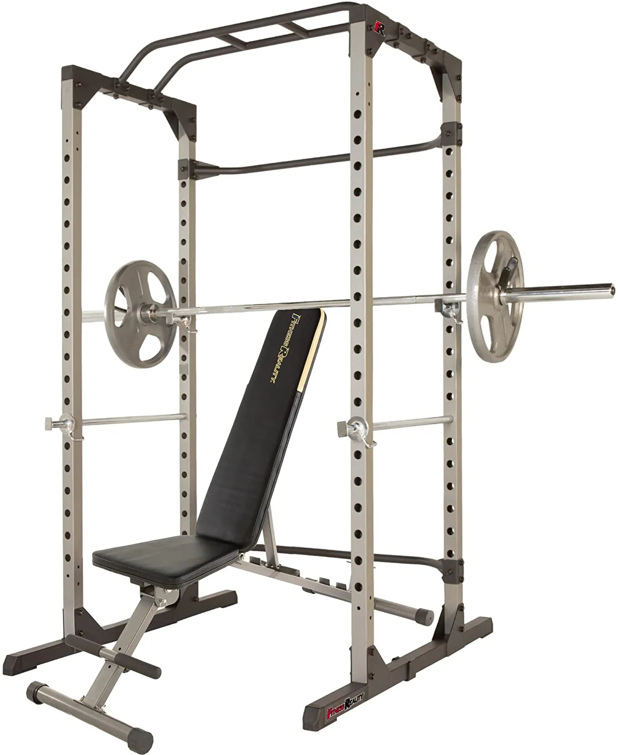 Fitness Reality 810XLT Super Max Power Cage with Optional Lat Pull-down Attachment and Adjustable Leg Hold-down