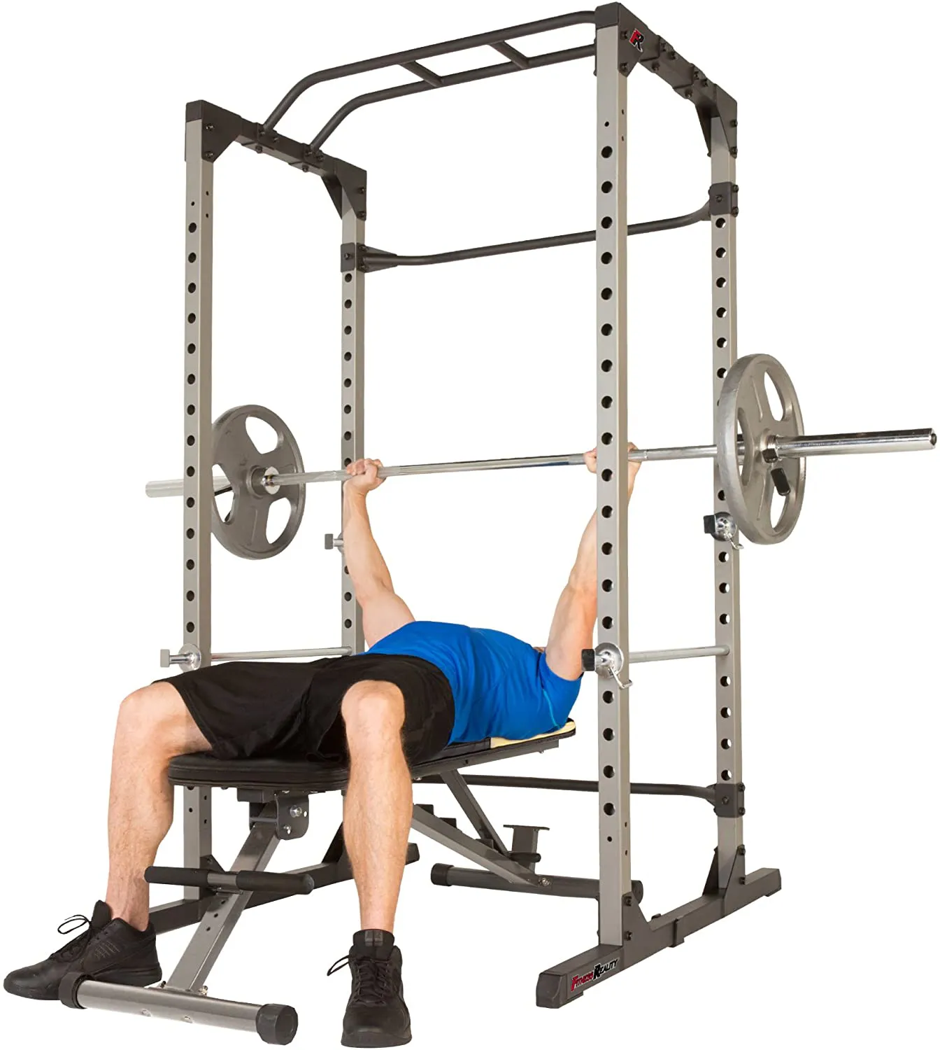 Fitness Reality 810XLT Super Max Power Cage with Optional Lat Pull-down Attachment and Adjustable Leg Hold-down