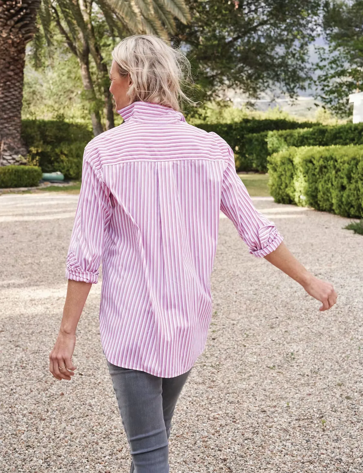 Frank & Eileen - Joedy Woven Button Up in Pink Stripe