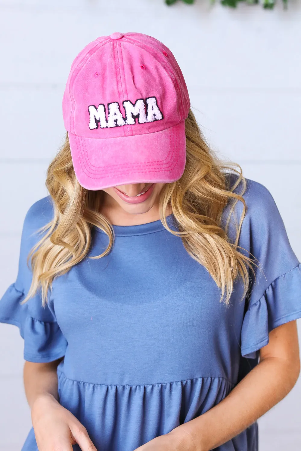 French Rose Cotton "MAMA" Adjustable Baseball Cap