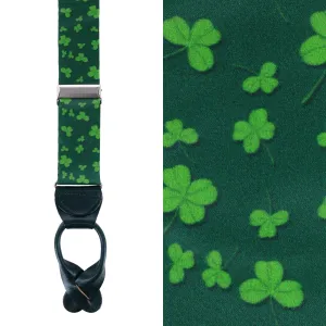 Green Shamrock Silk Button End Brace