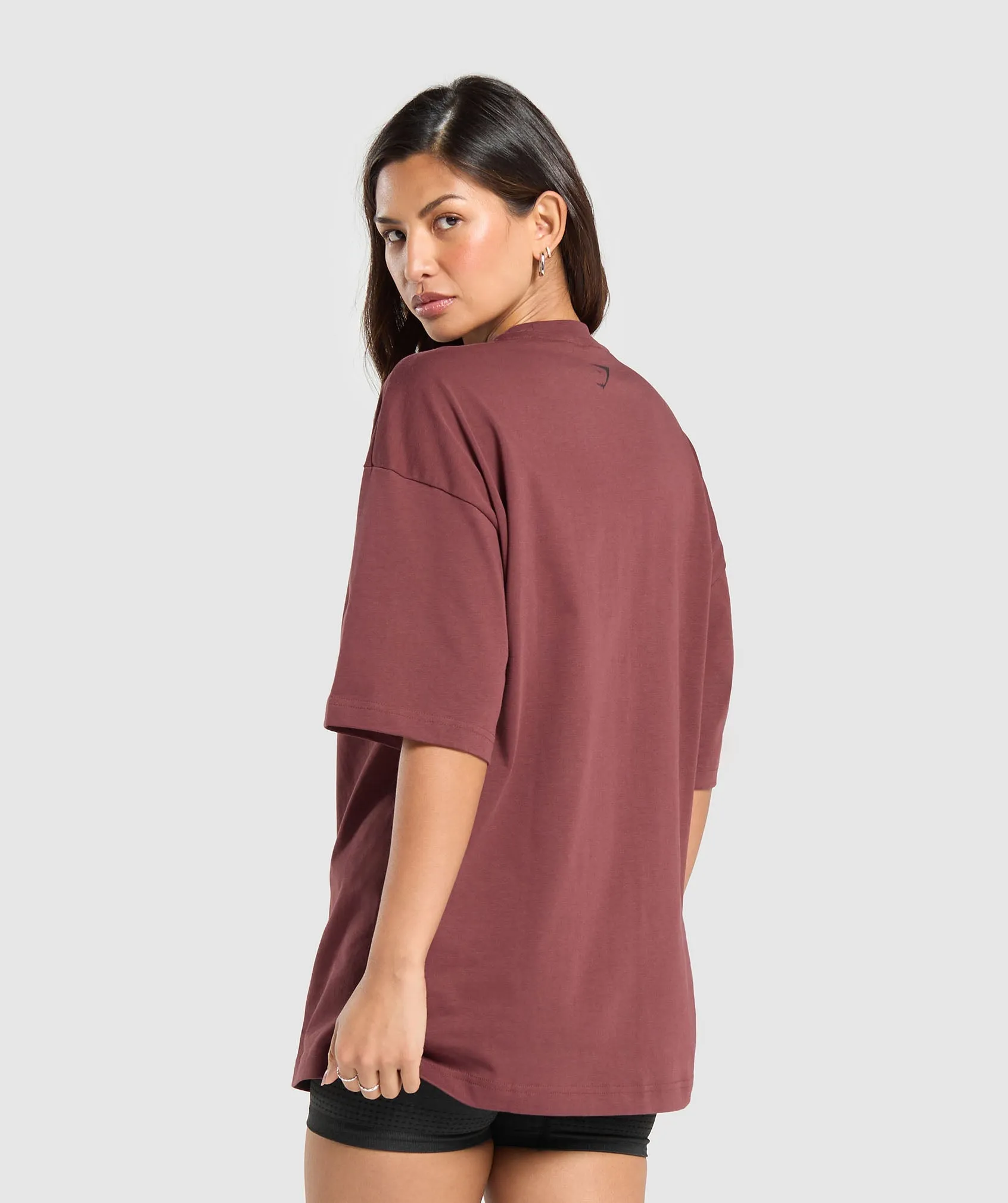 Gymshark Graphic Collegiate Oversized T Shirt - Burgundy Brown