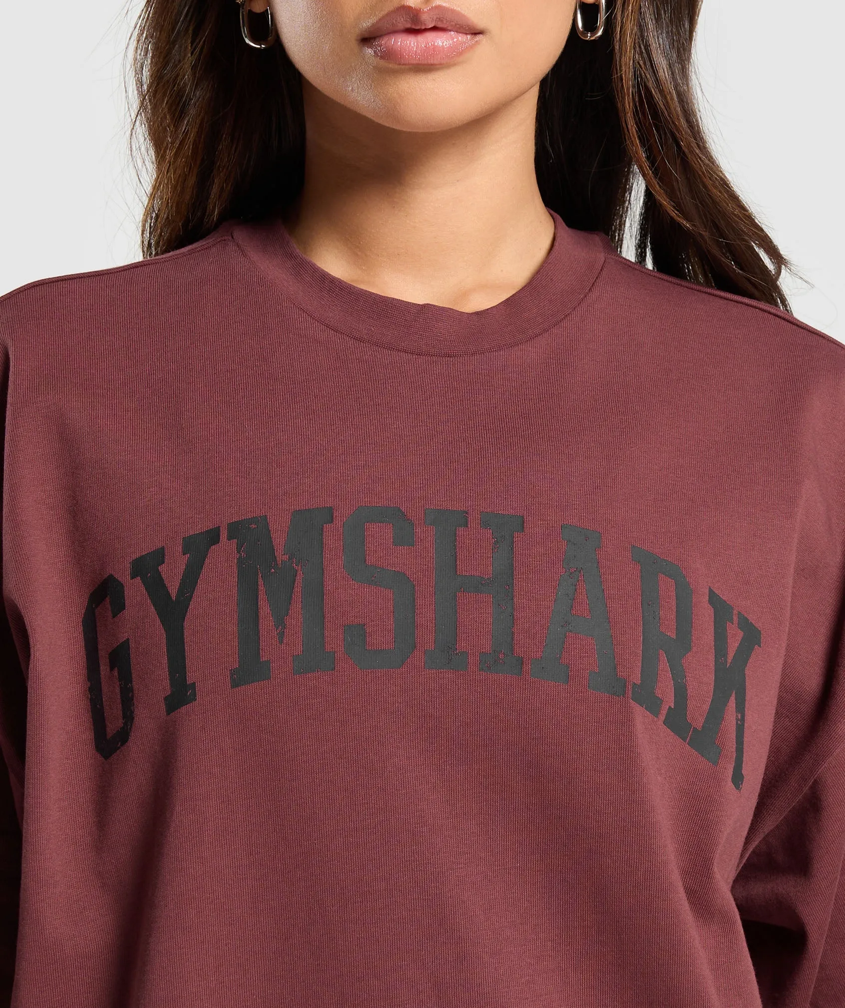 Gymshark Graphic Collegiate Oversized T Shirt - Burgundy Brown