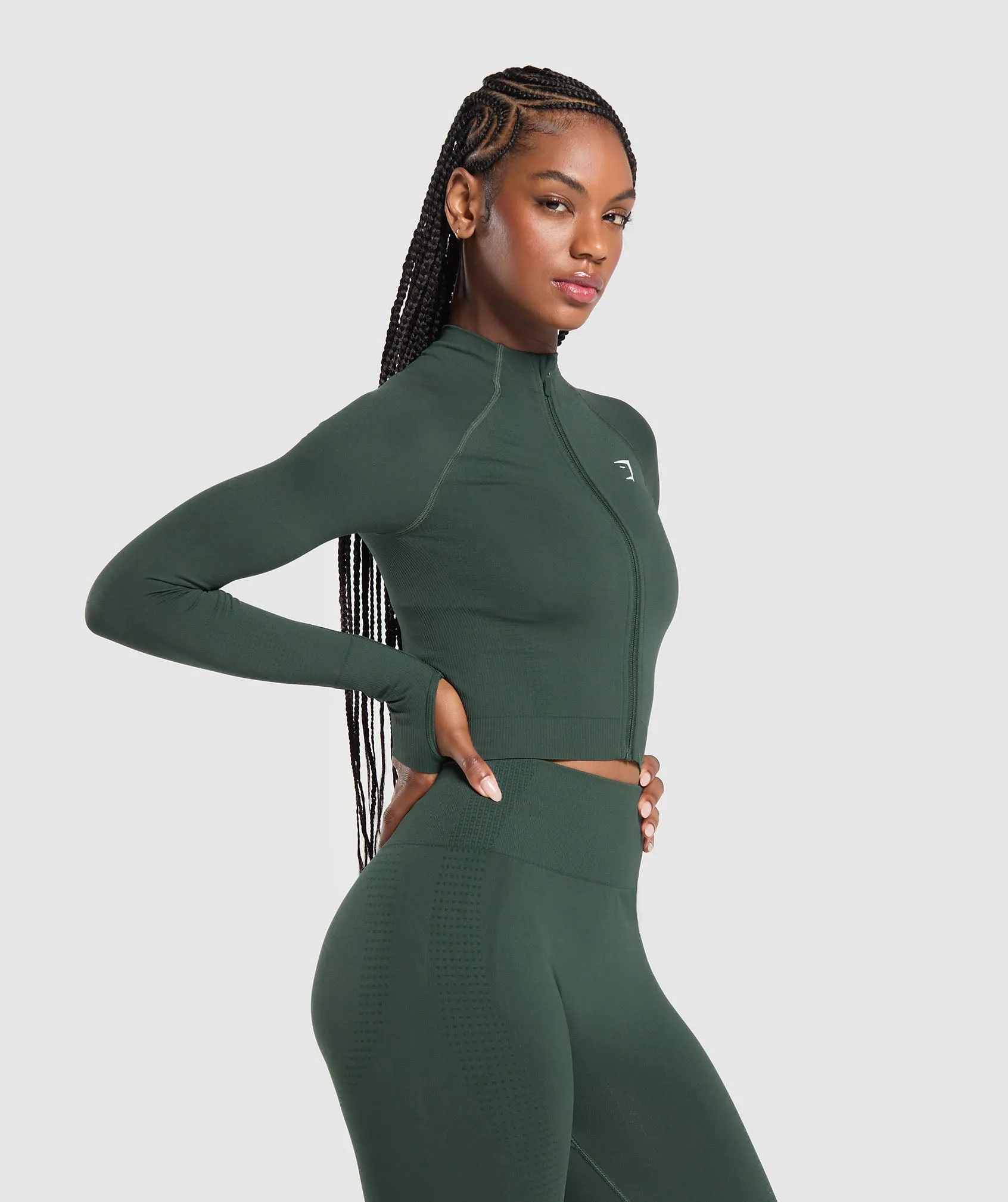 Gymshark Vital Seamless Jacket - Woodland Green Marl