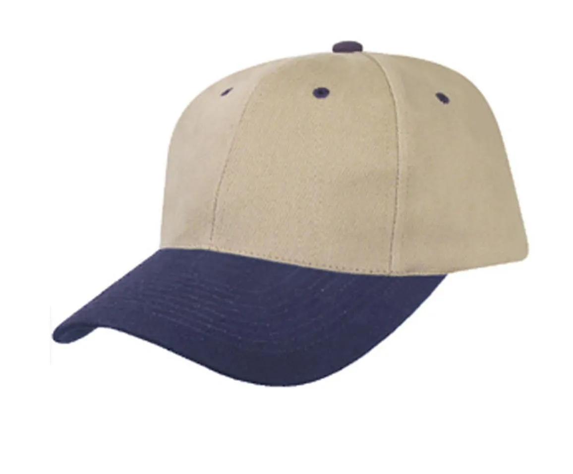 Heavy Brushed Cotton 6 Panel Low Crown Baseball Caps Hats Solid Two Tone Colors