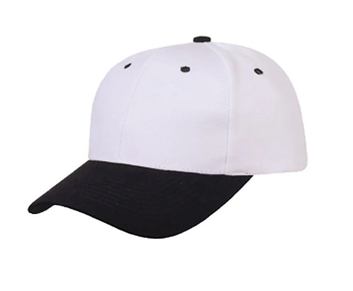 Heavy Brushed Cotton 6 Panel Low Crown Baseball Caps Hats Solid Two Tone Colors