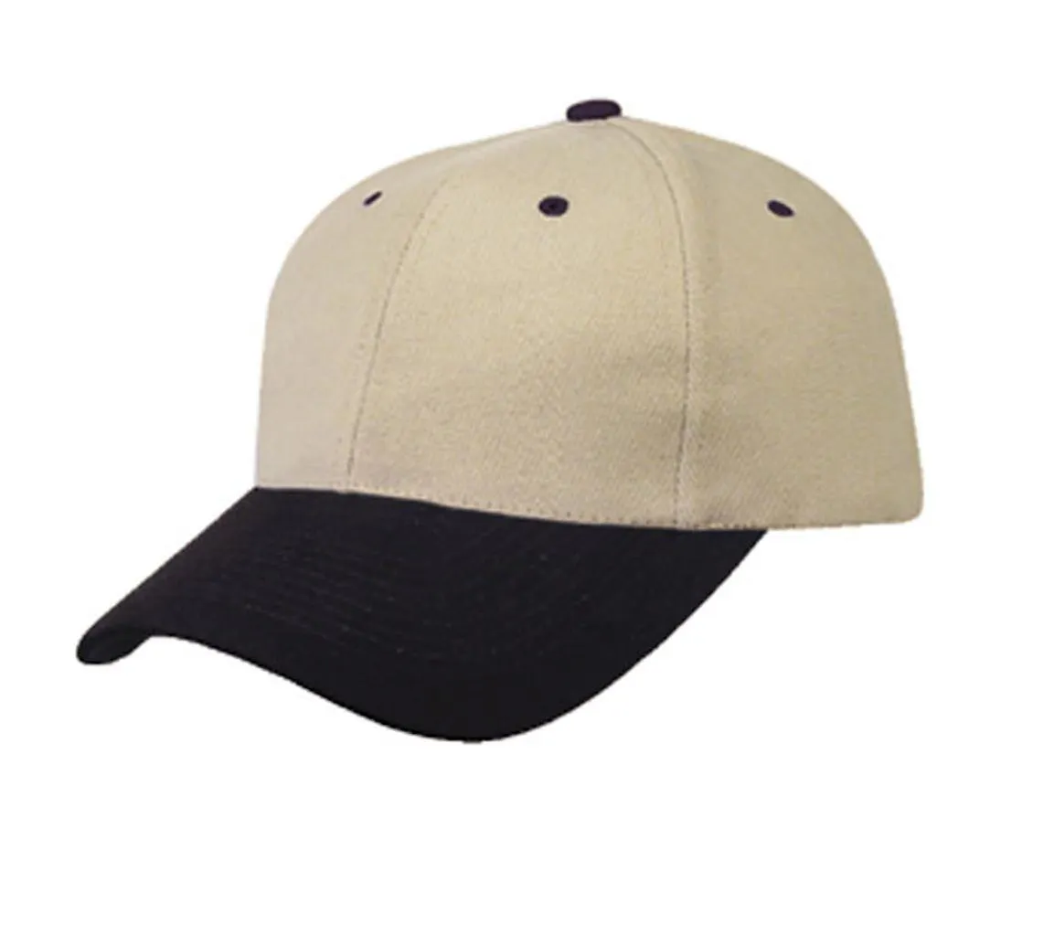 Heavy Brushed Cotton 6 Panel Low Crown Baseball Caps Hats Solid Two Tone Colors